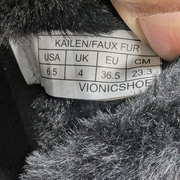 Vionic Women's Kailen‎ Faux Fur Black Tan Sherpa Mules Slip-On Size 6.5 - Picture 11 of 11